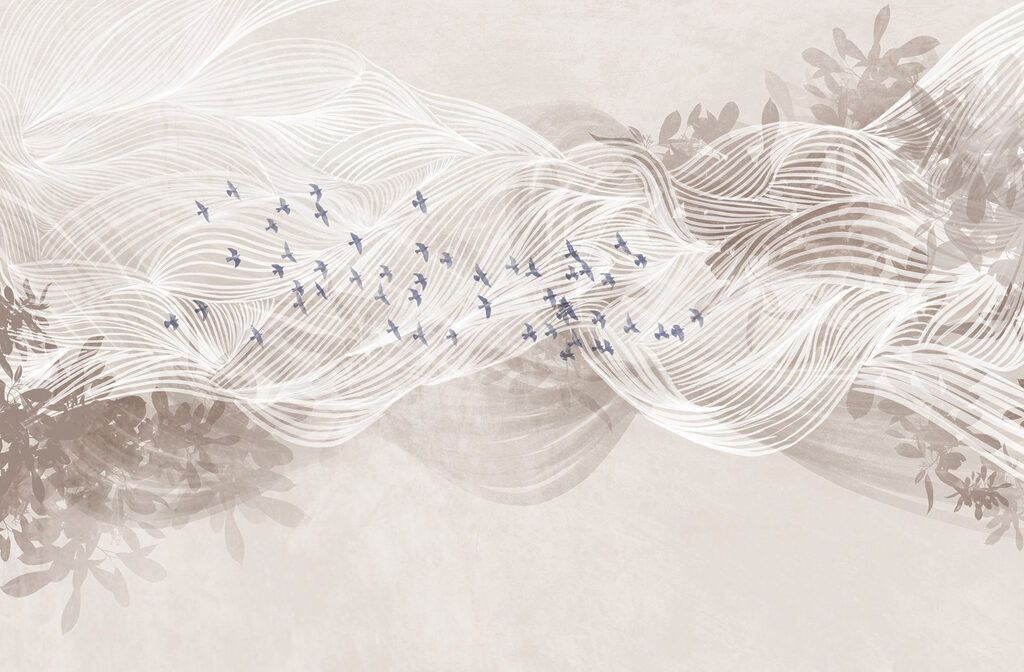 Oiseaux blancs et bleus — motif complet