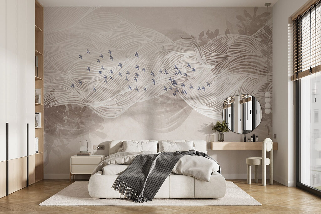 Oiseaux blancs et bleus — intérieur 2