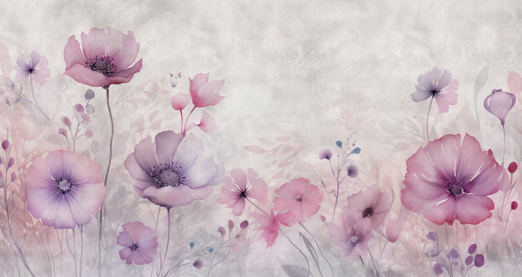 Champ de fleurs vaporeux — motif complet