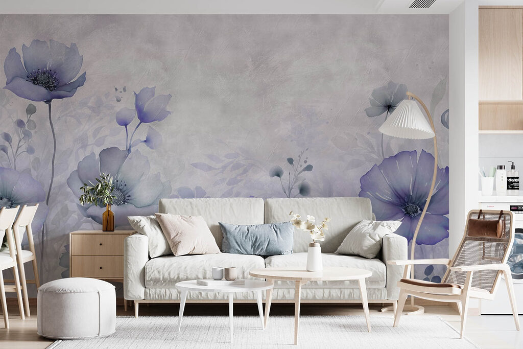 Champ de fleurs vaporeux dans un intérieur