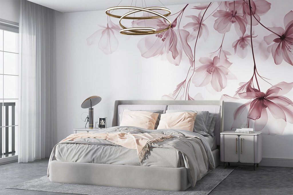 Fleurs en chute légère dans un intérieur