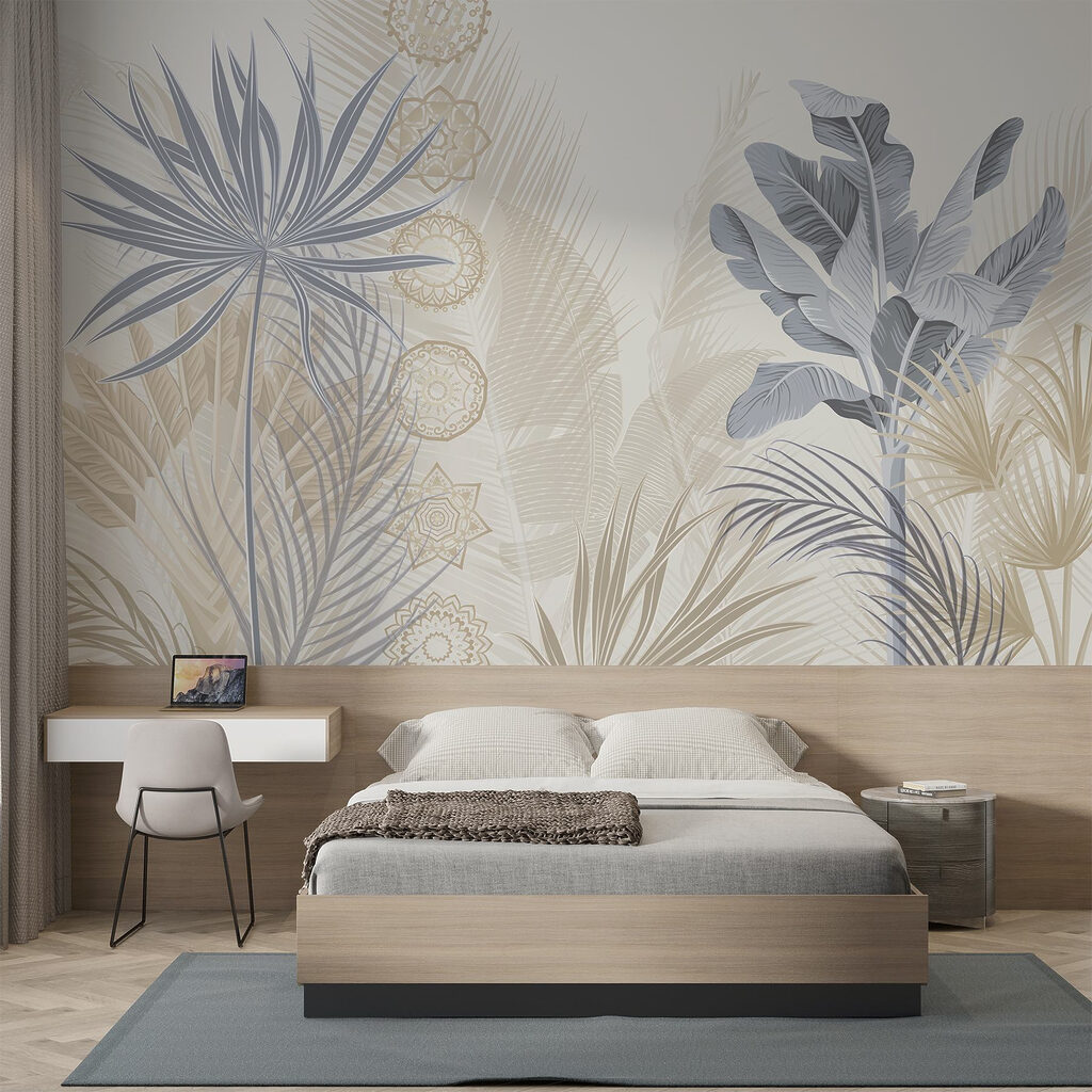 Formes tropicales ornementales dans un intérieur