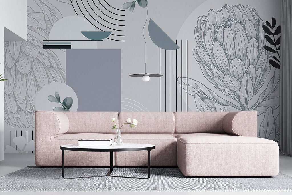 Fleurs et géométrie dans un intérieur