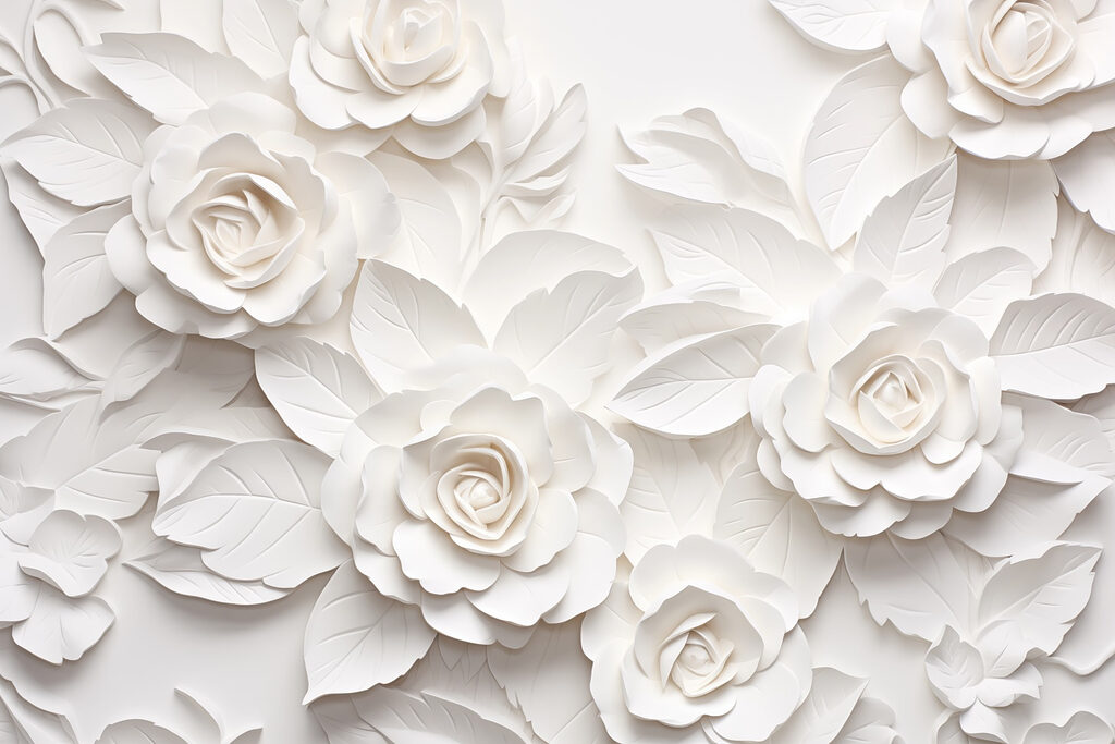 Fleurs en papier blanc — motif complet
