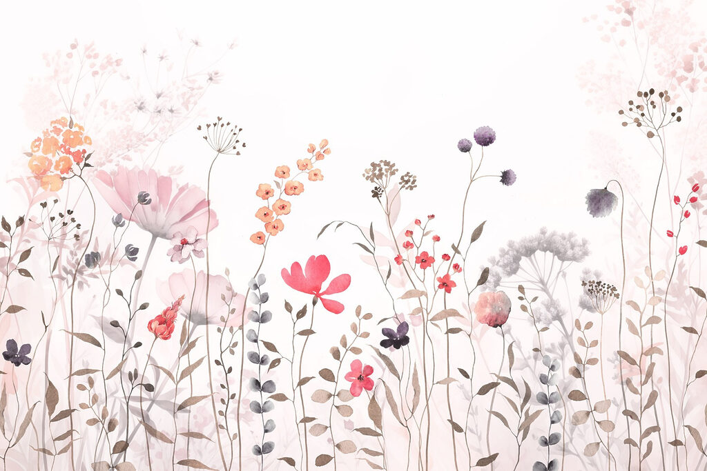 Fleurs montées en graine — motif complet