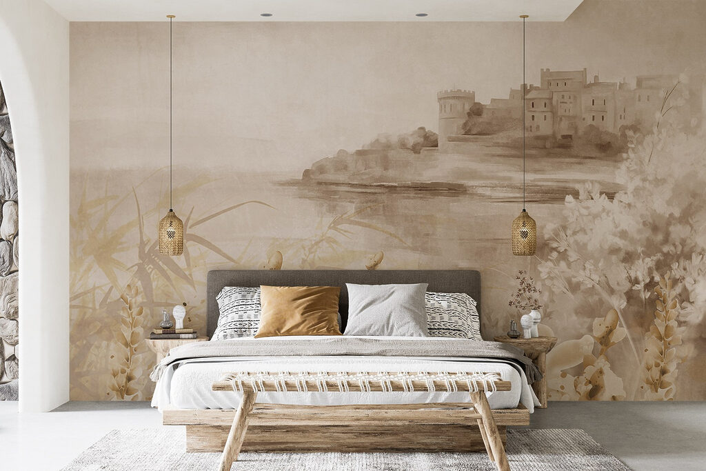 Paysage à l’aquarelle dans un intérieur