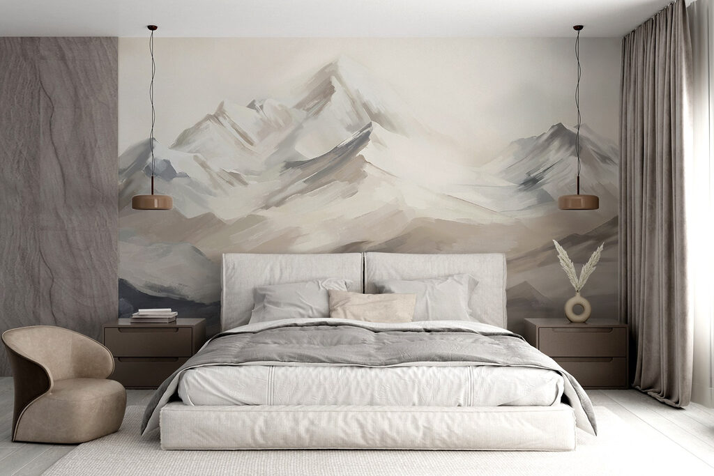 Montagnes au pinceau dans un intérieur