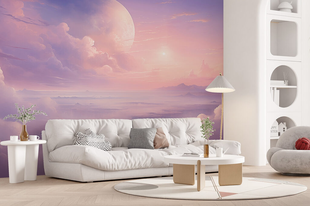 Lune sur l’eau lilas dans un intérieur