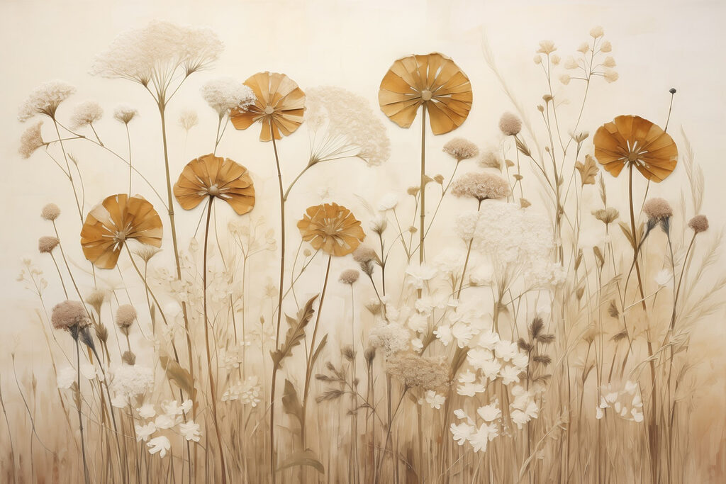 Fleurs rondes et ombelles — motif complet