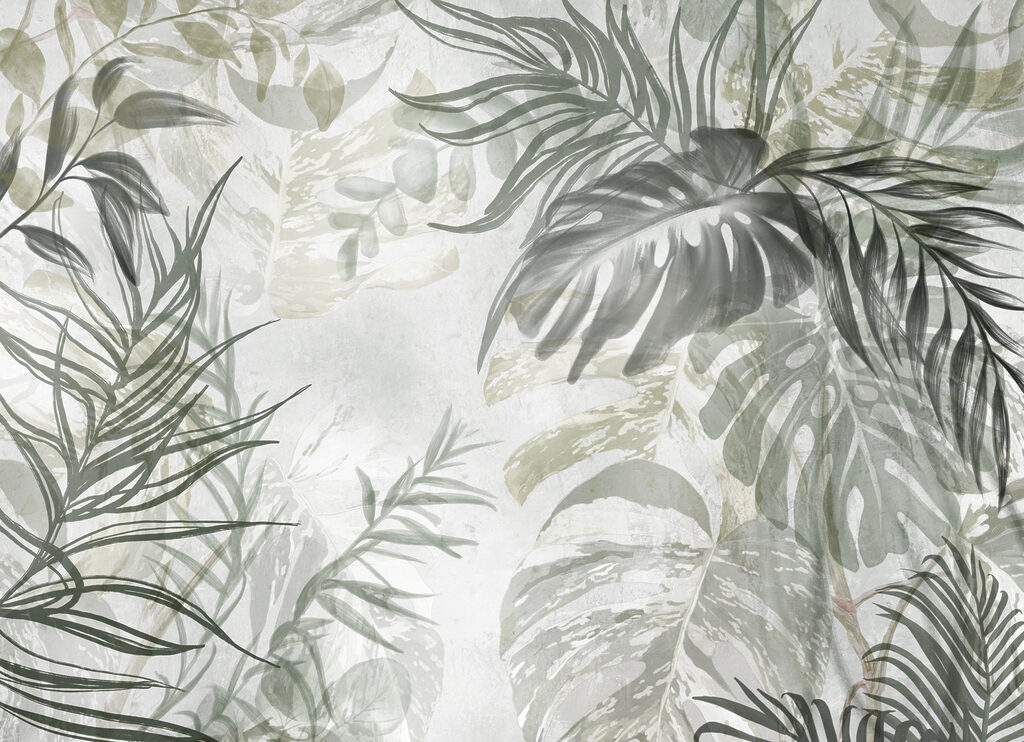 Feuilles et voile peint — motif complet