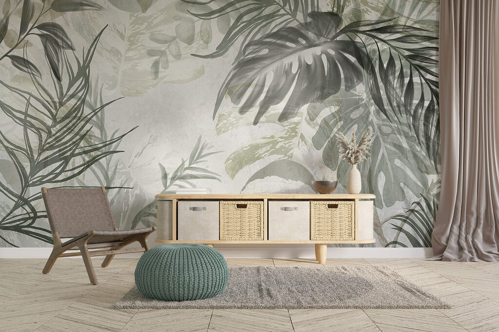 Feuilles et voile peint — intérieur 4
