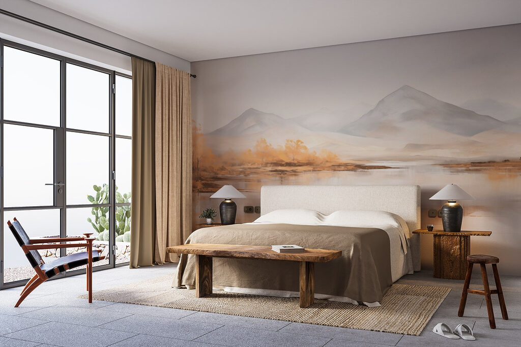 Lac et montagnes lointaines — intérieur 1