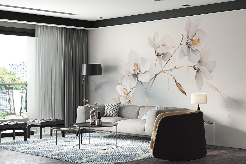 Fleurs blanches, brins dorés — intérieur 5