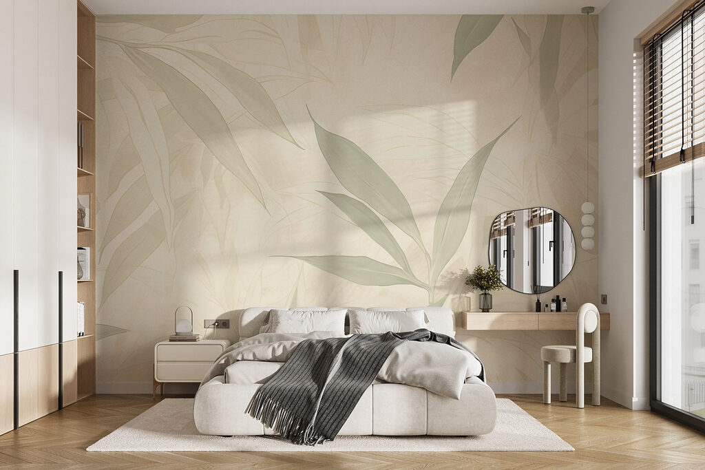 Feuilles pâles dans un intérieur