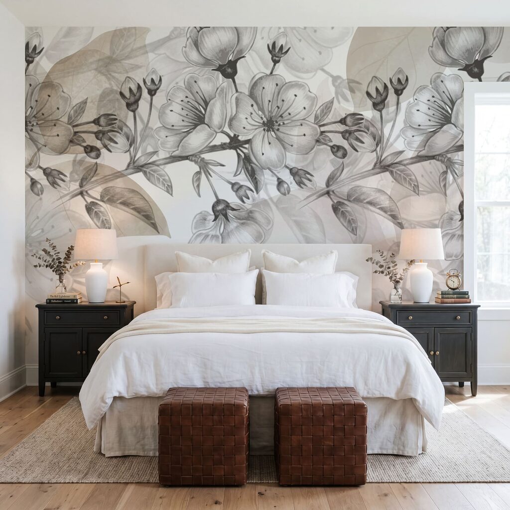 Frise de fleurs délicates dans un intérieur