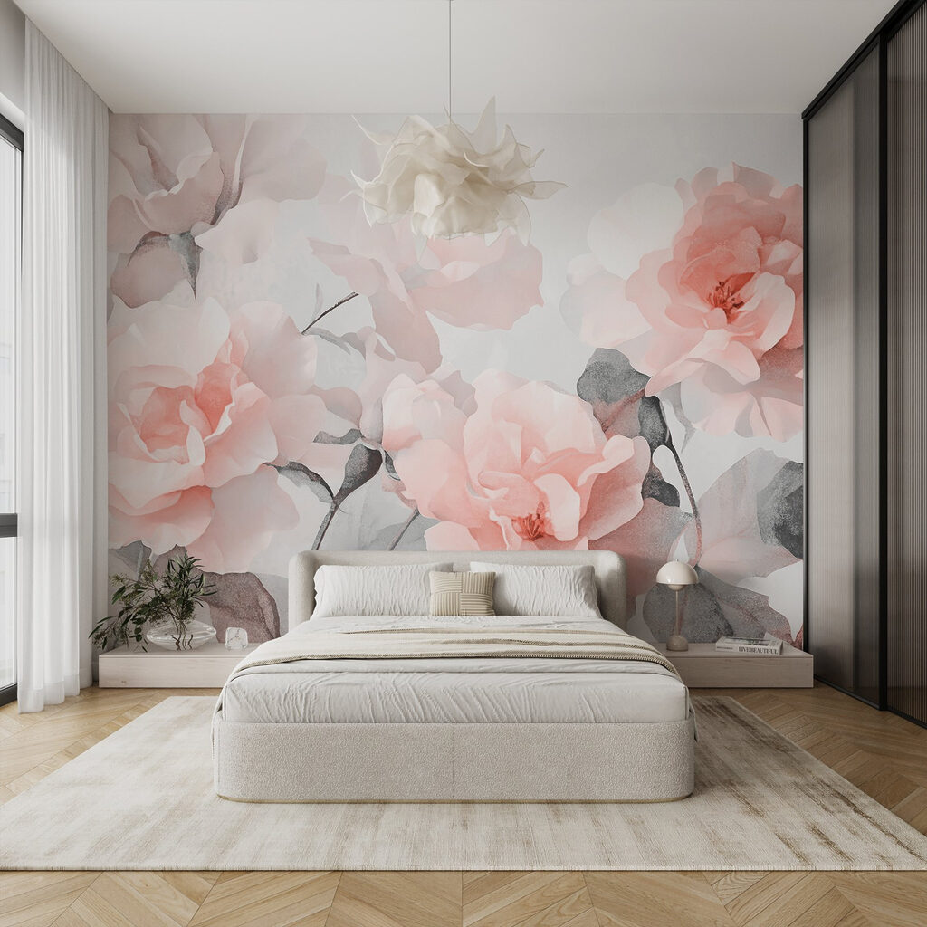 Roses à l’aquarelle dans un intérieur