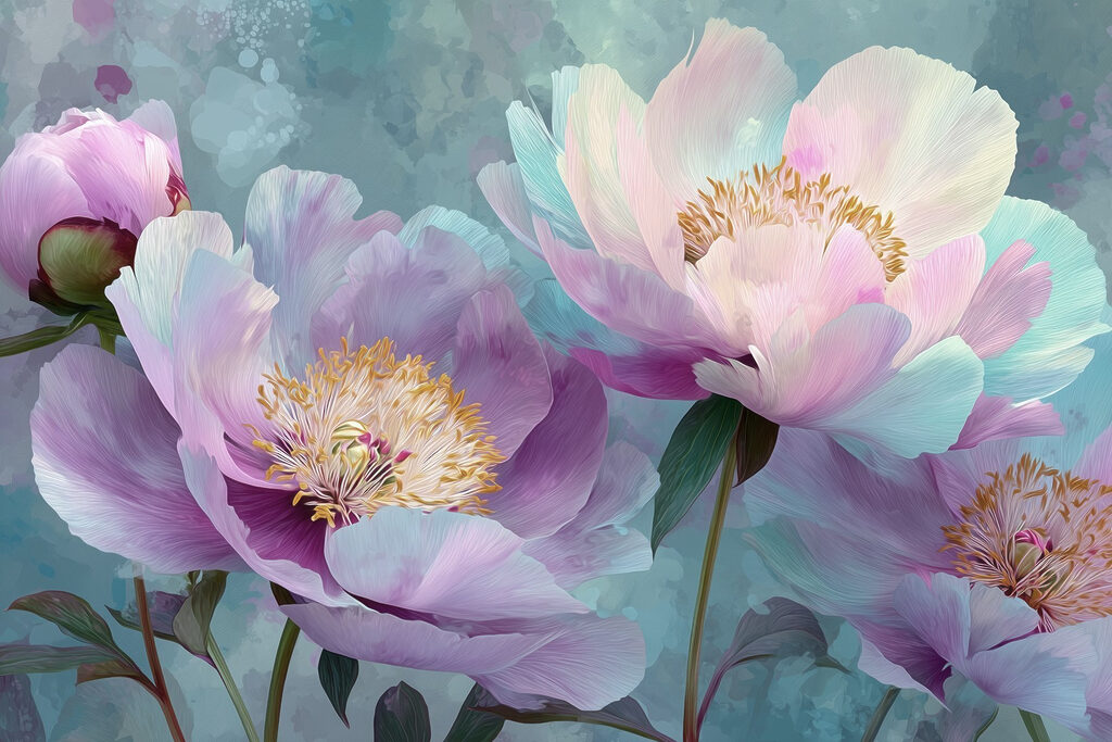 Grandes fleurs pastel — motif complet