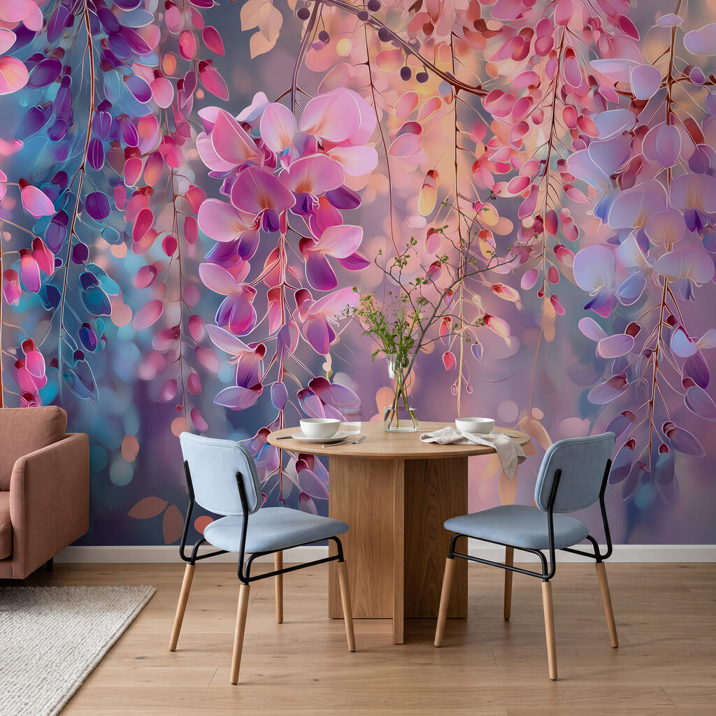 Grappes violettes au crépuscule dans un intérieur