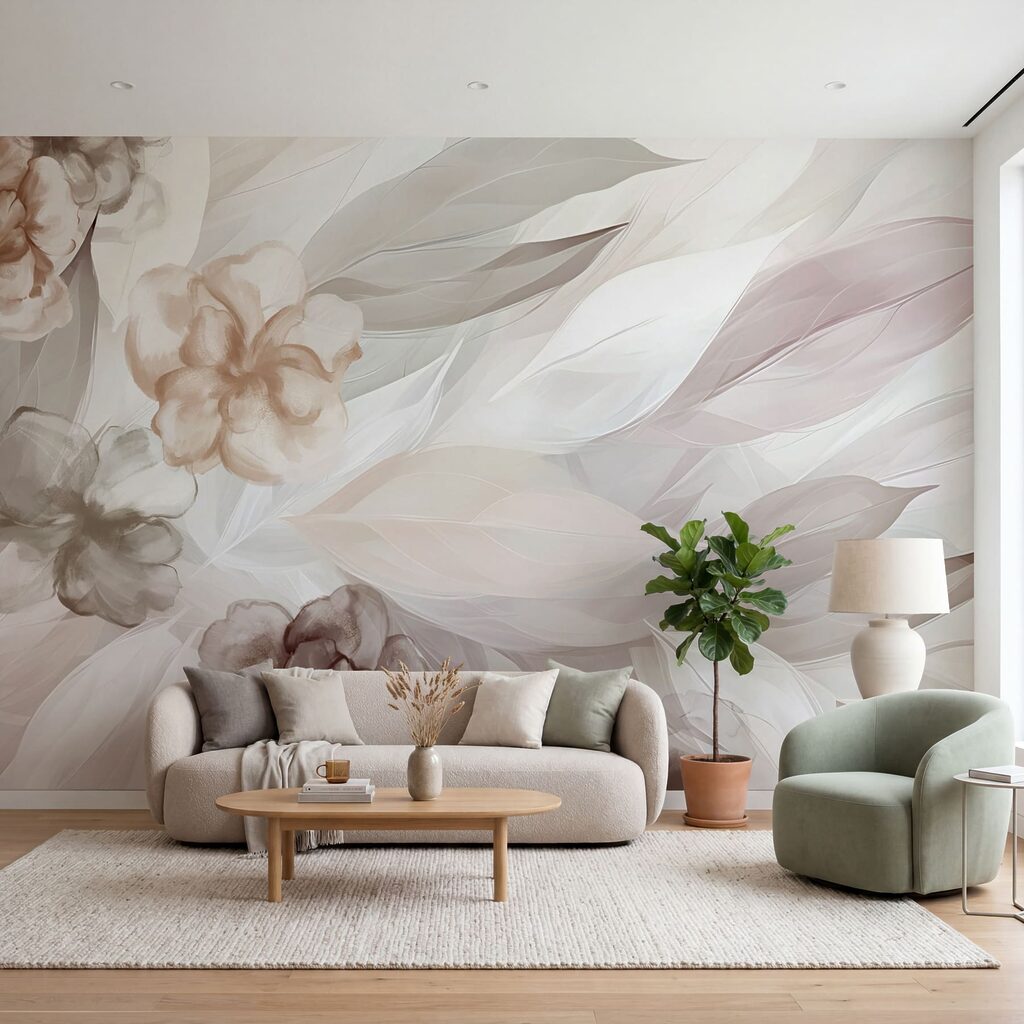 Feuilles en mouvement dans un intérieur