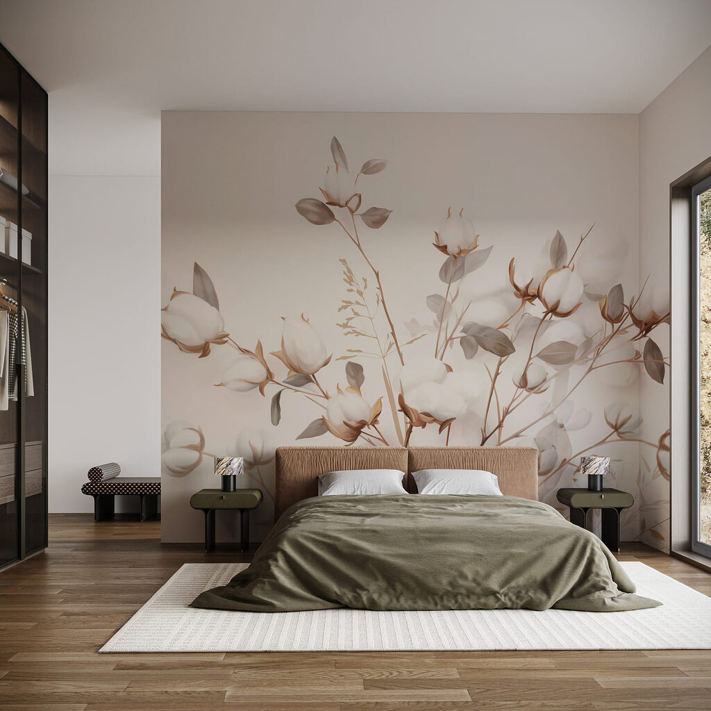 Rameaux aux bourgeons pâles dans un intérieur