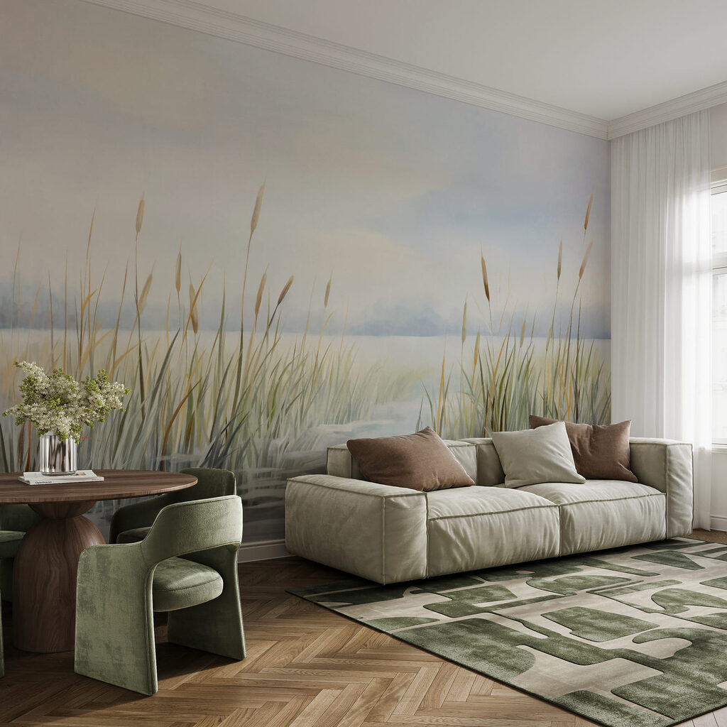 Rive aux herbes hautes dans un intérieur