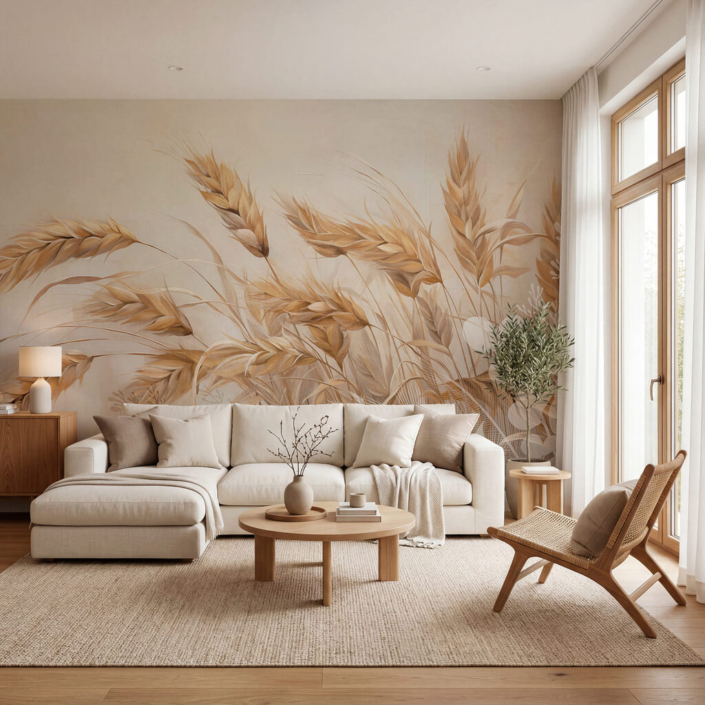 Épis dorés et fleurettes dans un intérieur