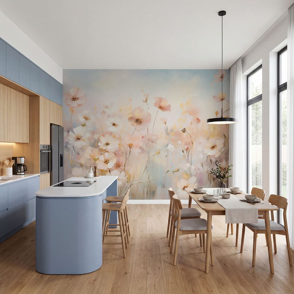Prairie pastel en fleurs dans un intérieur