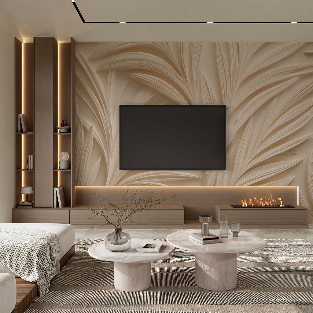 Palmes blanc crème dans un intérieur