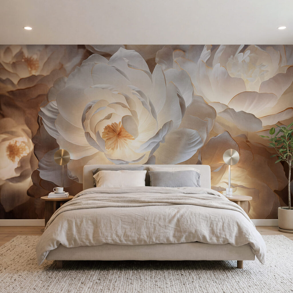 Roses au cœur doré dans un intérieur