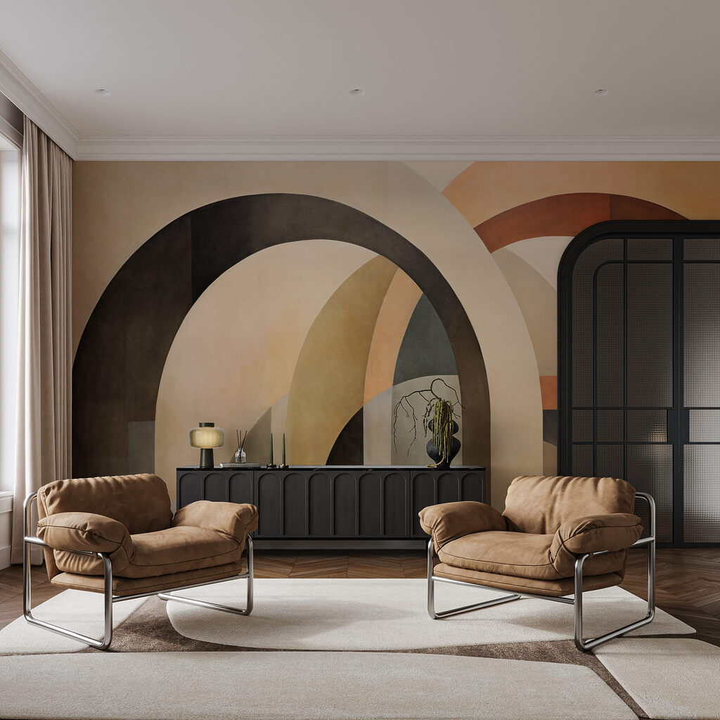 Grandes arches texturées dans un intérieur